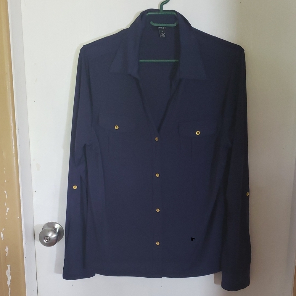 NYC Deep Blue Shirt with Metallic Details